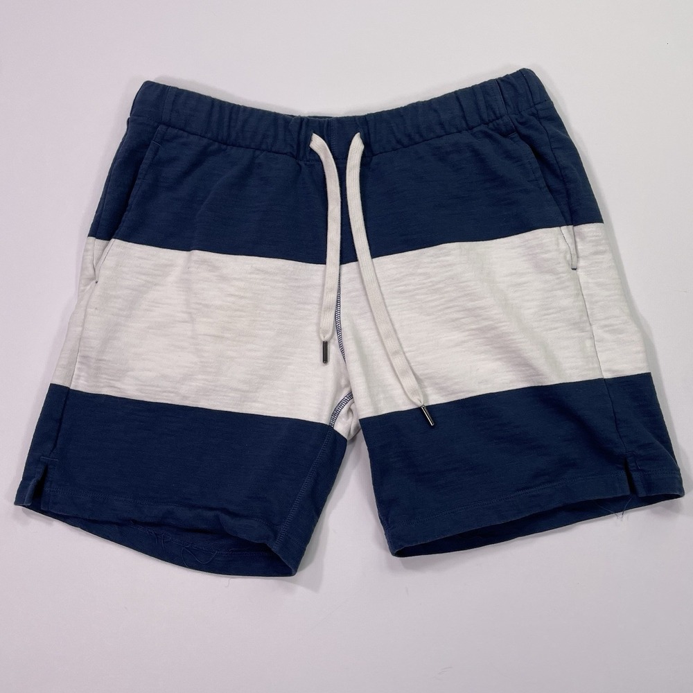 Todd Snyder Sweat Shorts Mens 32 XL Blue White Striped Gym Athleisure 7" Inseam